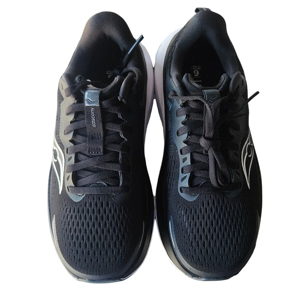 Saucony Guide 18 Womens 7.5 Wide Running Shoes Black White S10999-100 PWRRUN
